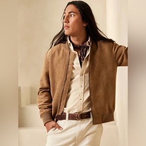 Banana Republic Vegan Suede Bomber Jacket